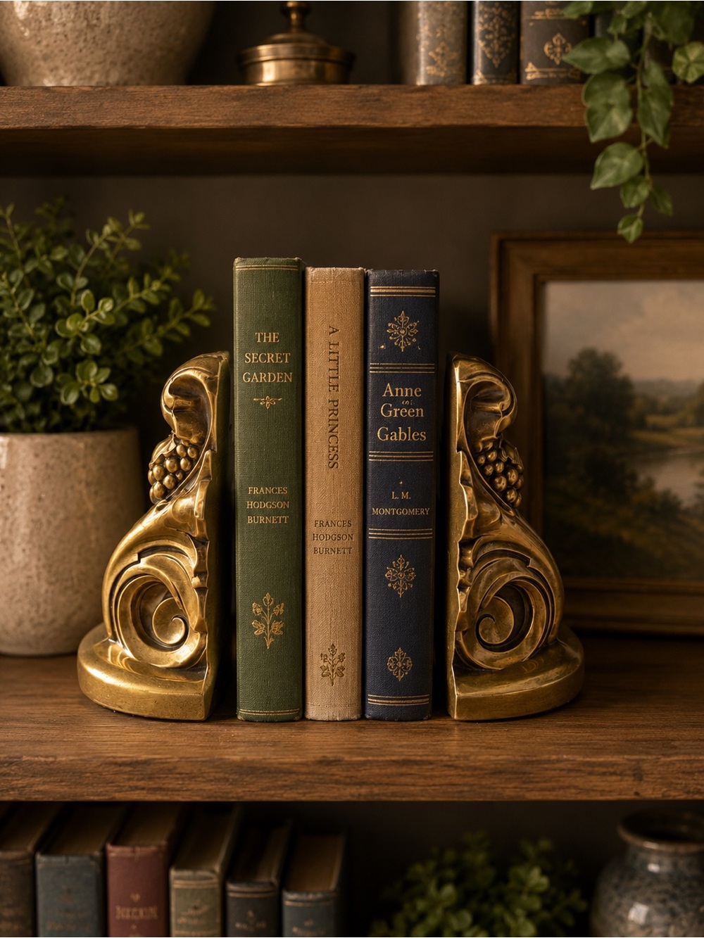Pair Vintage Fleur de Lis Brass Book Ends, Colonial Virginia, 1965